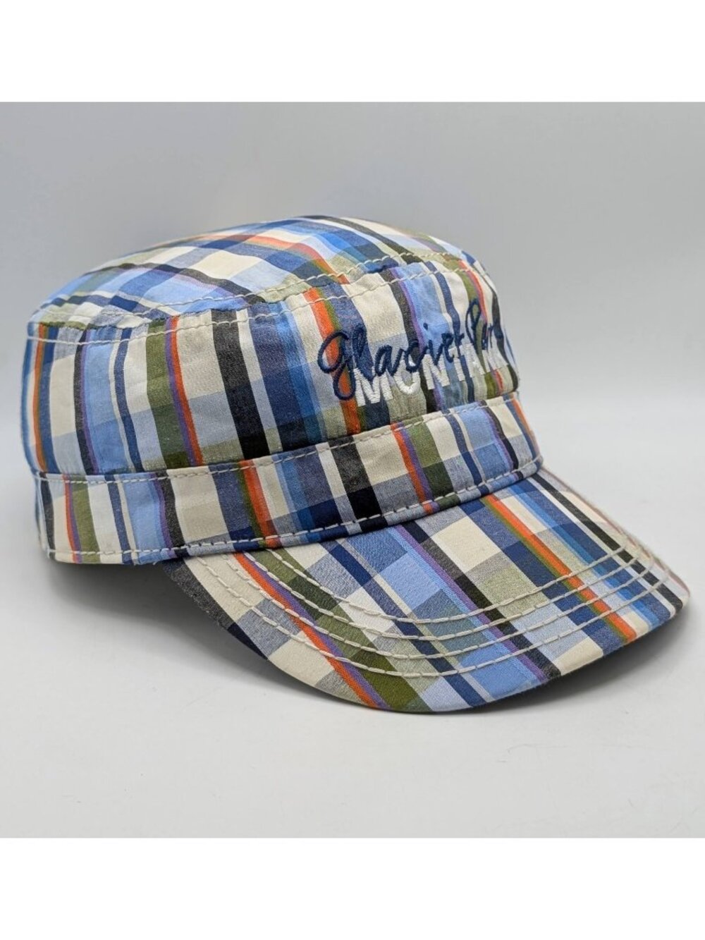 Glacier National Park Hat Montana Plaid Cap Military Cadet Hat OSFM Hiking